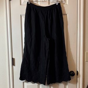 Anthropologie Black Eyelet wide leg pants